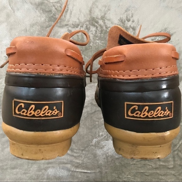 Cabela’s Brown Leather Rubber Duck Steel Shank Slip On Rain Mud Shoes Size 7 - Picture 3 of 11